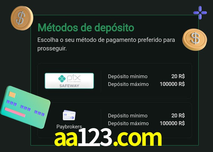 O cassino aa123.com oferece uma grande variedade de métodos de pagamento